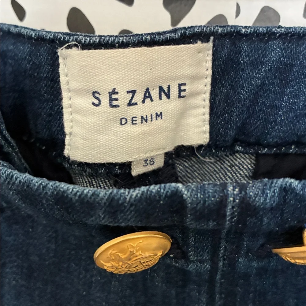 Sezane PARISIEN Denim sailor denim Size 36 EU / 4 US *button replaced* see pics - Picture 6 of 10